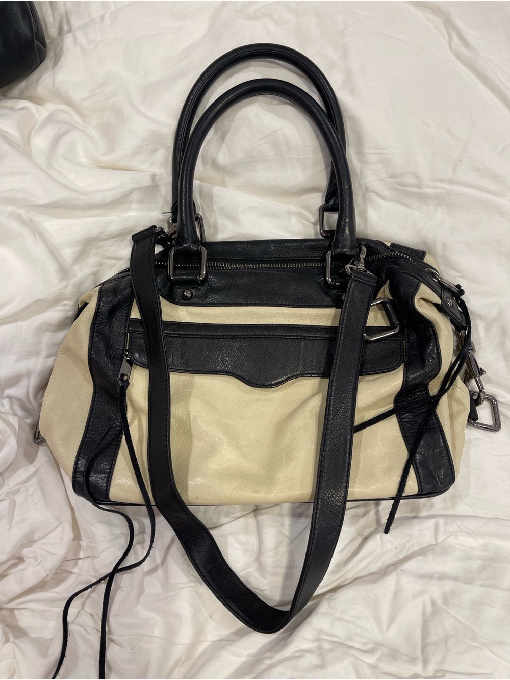 Rebecca Minkoff Black and Cream Two-Tone Satchel